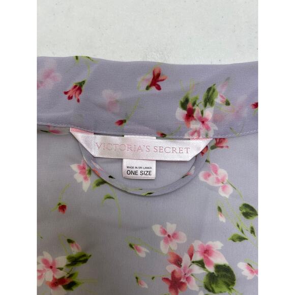 Victoria’s Secret sheer lavender floral robe with built-in tie. One size. - Picture 5 of 6